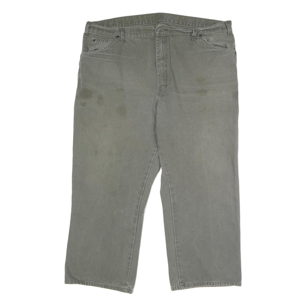 DICKIES Mens Cotton Grey Relaxed Straight Trousers W42 L26 Workwear Casual