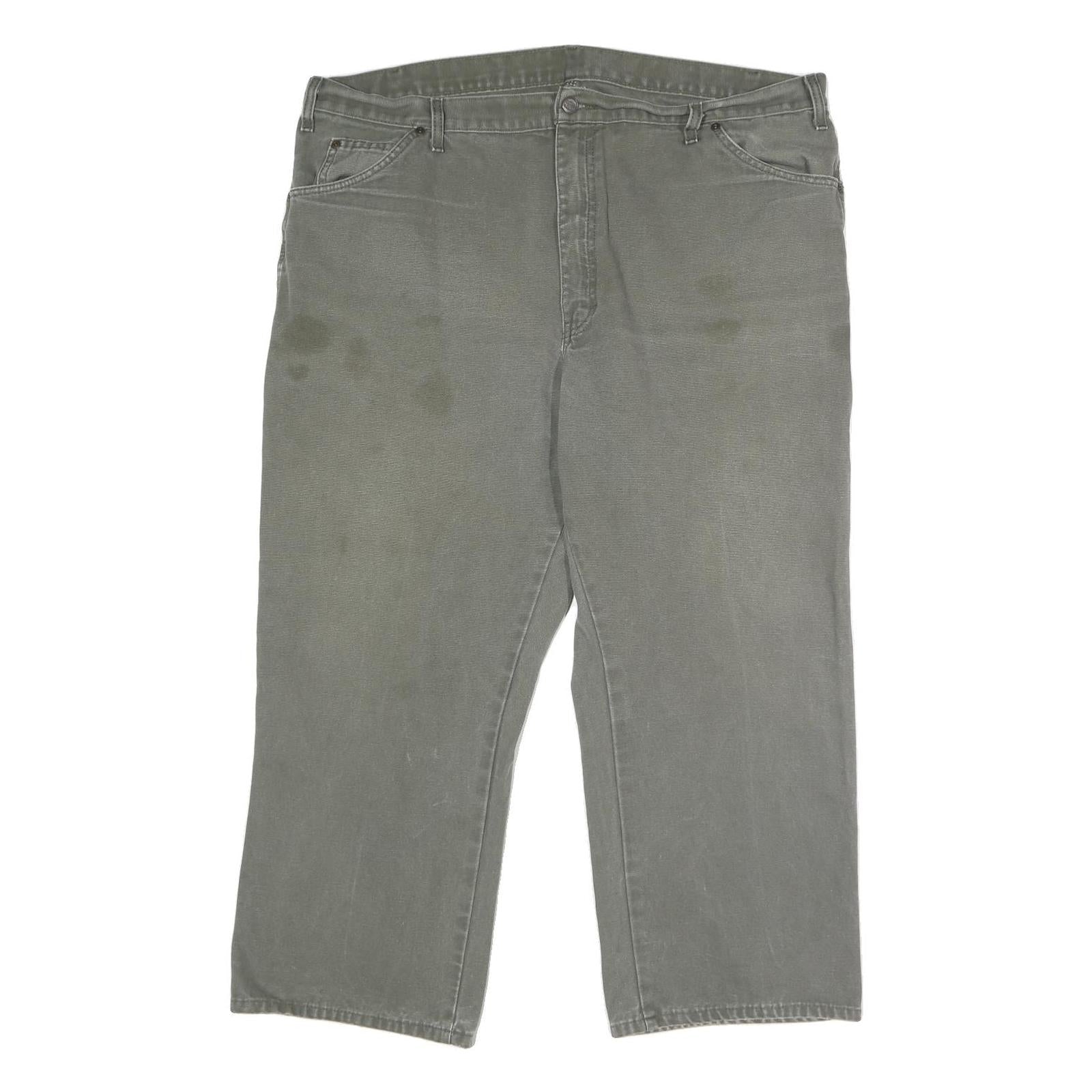 DICKIES Mens Cotton Grey Relaxed Straight Trousers W42 L26 Workwear Casual