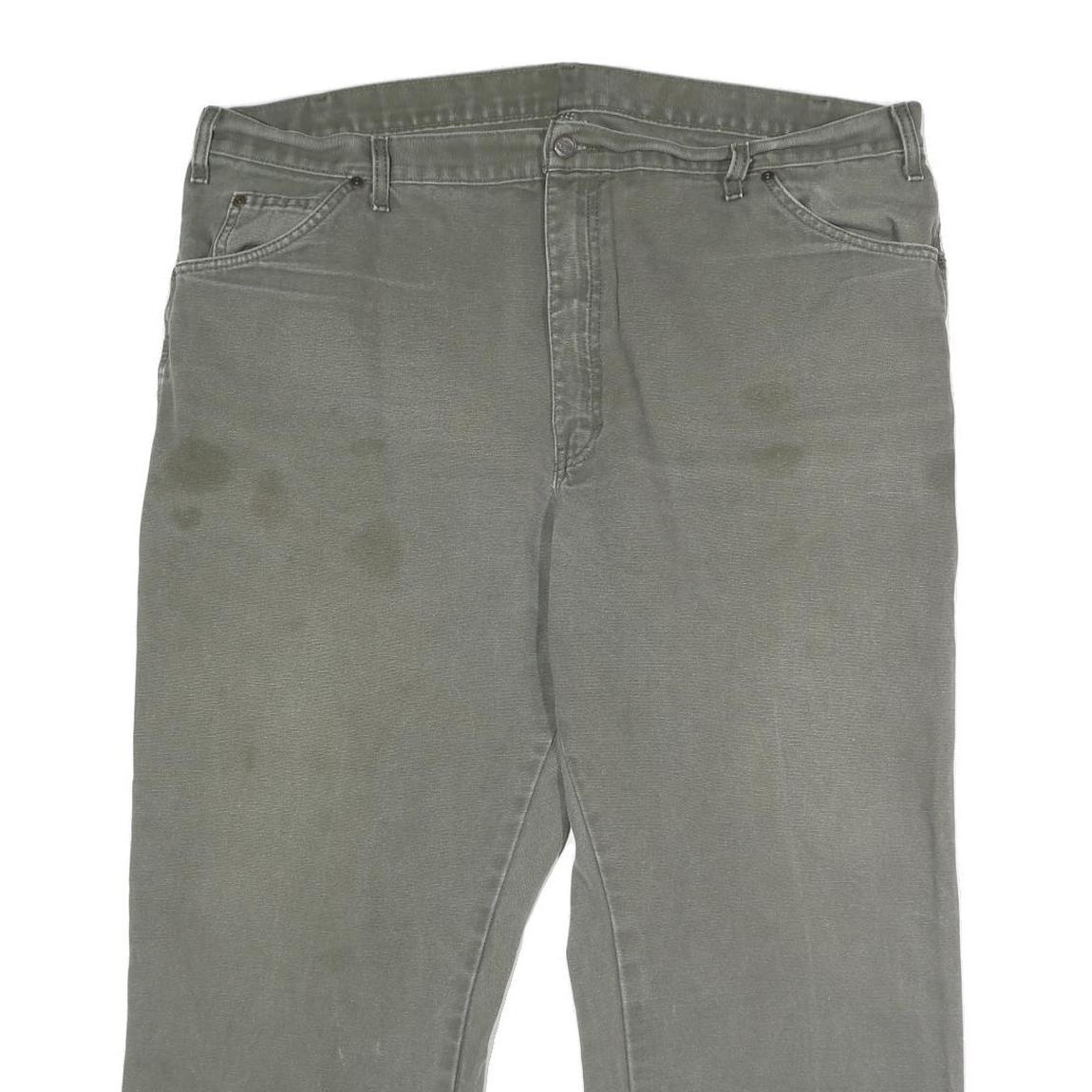 DICKIES Mens Cotton Grey Relaxed Straight Trousers W42 L26 Workwear Casual