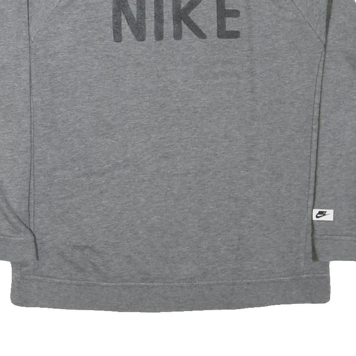 NIKE Womens Grey Crew Neck L Cotton Blend Sweatshirt Pullover Sports Casual
