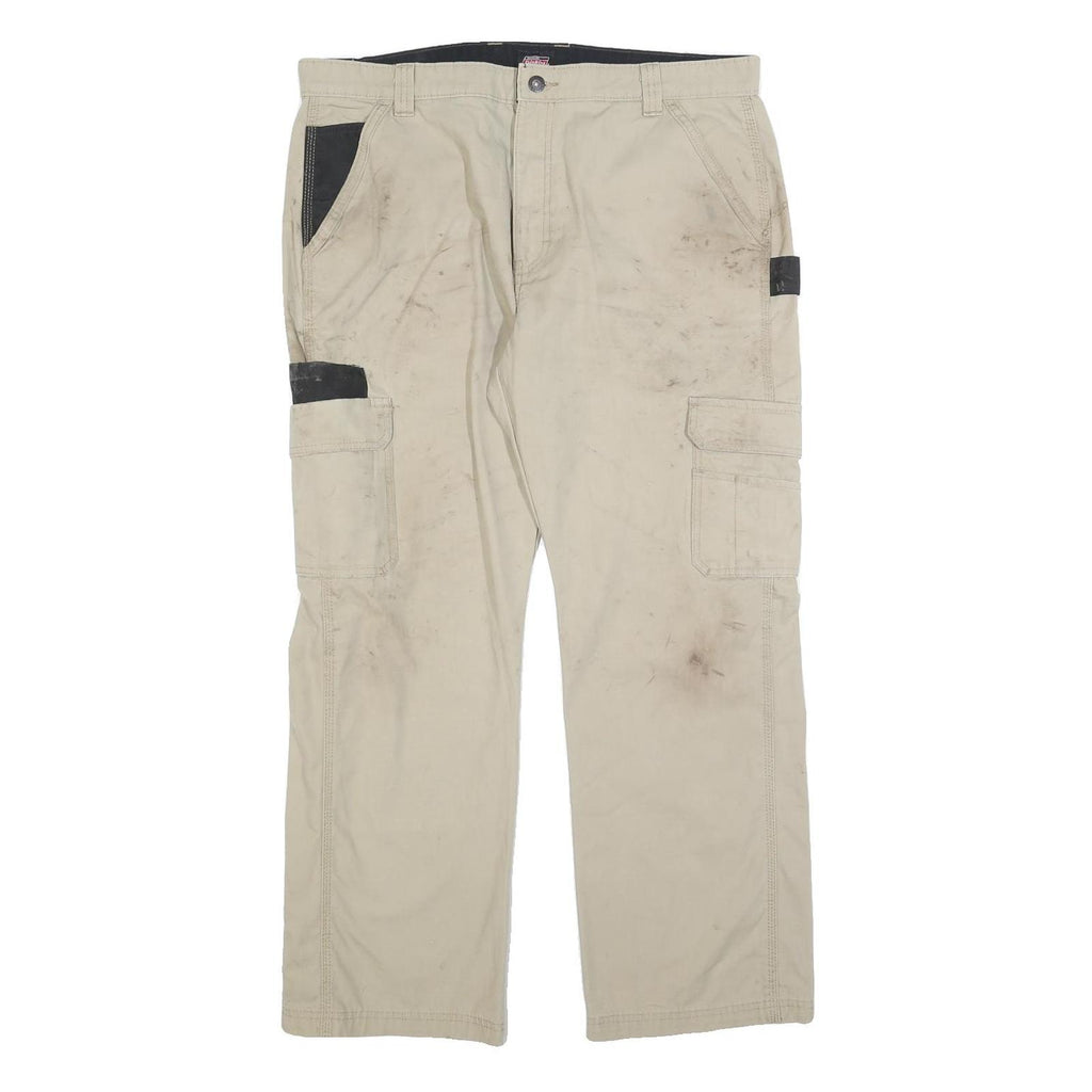 DICKIES Mens Beige Cotton Blend Regular Fit Straight Leg Trousers W36 L30