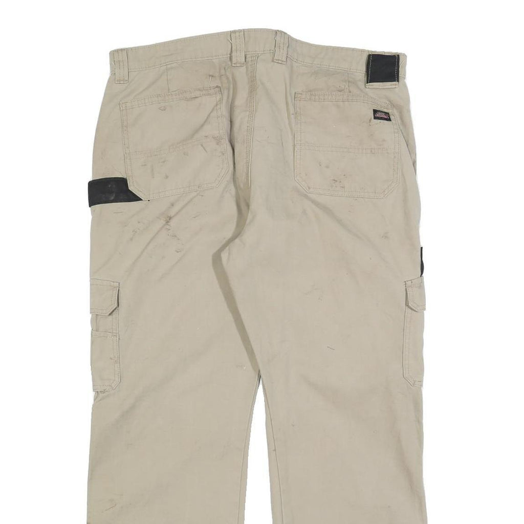 DICKIES Mens Beige Cotton Blend Regular Fit Straight Leg Trousers W36 L30