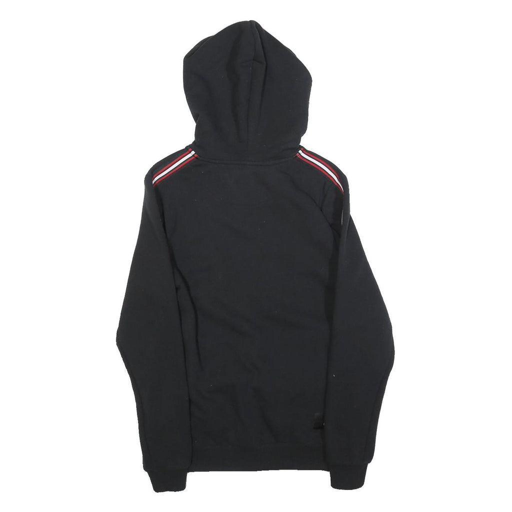 NFND Mens Black Zip Up Hoodie XS Gold Logo Striped Sleeve Cotton Blend