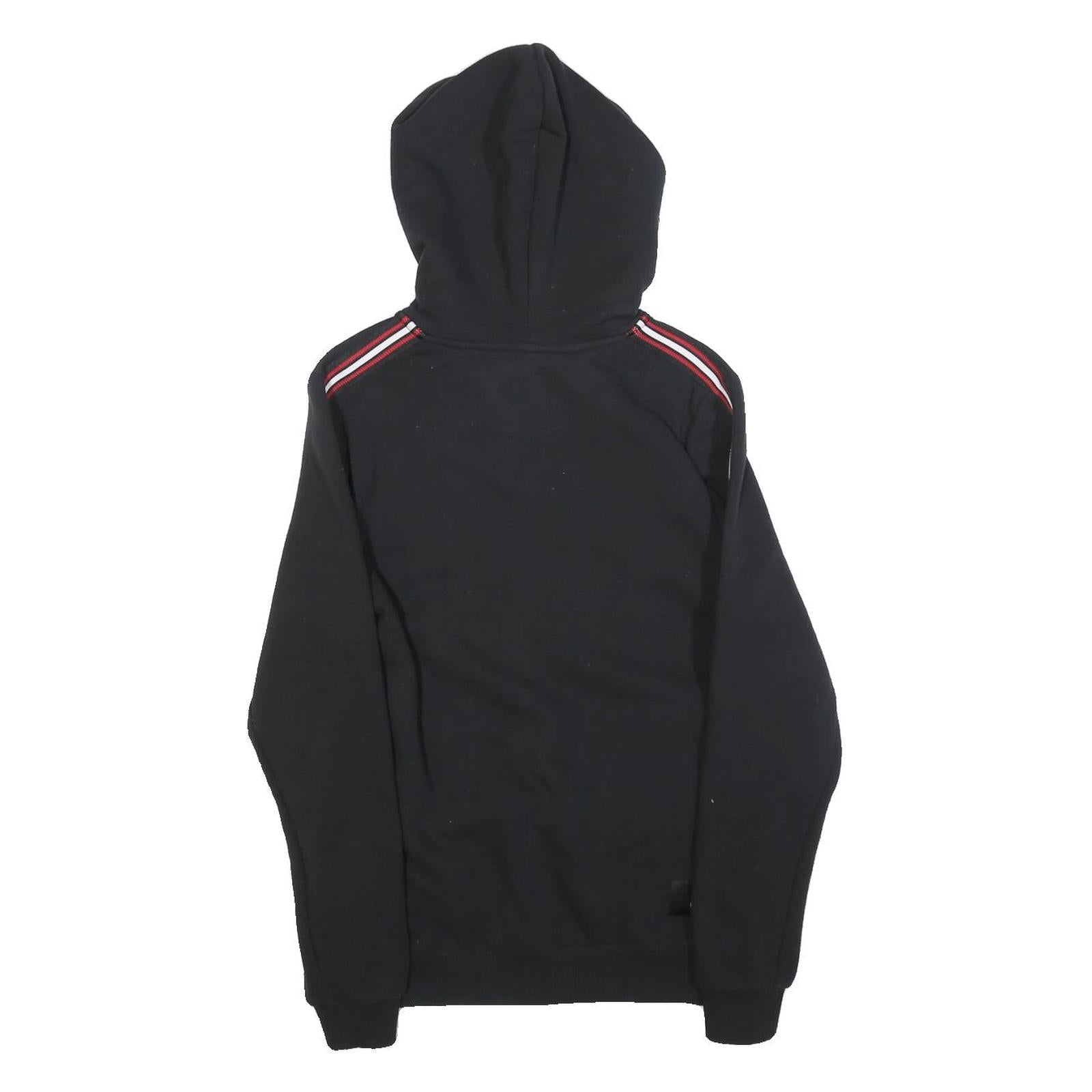 NFND Mens Black Zip Up Hoodie XS Gold Logo Striped Sleeve Cotton Blend