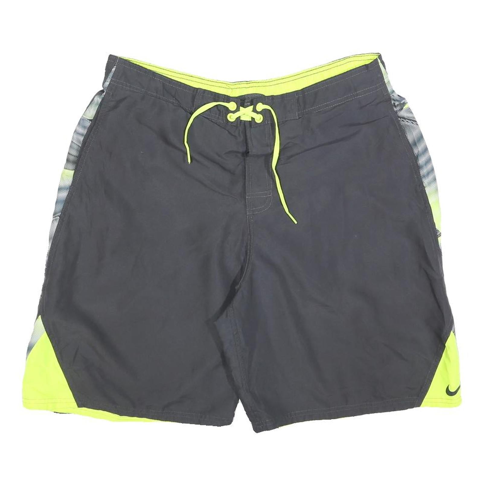 NIKE Mens Black & Neon Green Sports Casual Shorts L W32 Lightweight