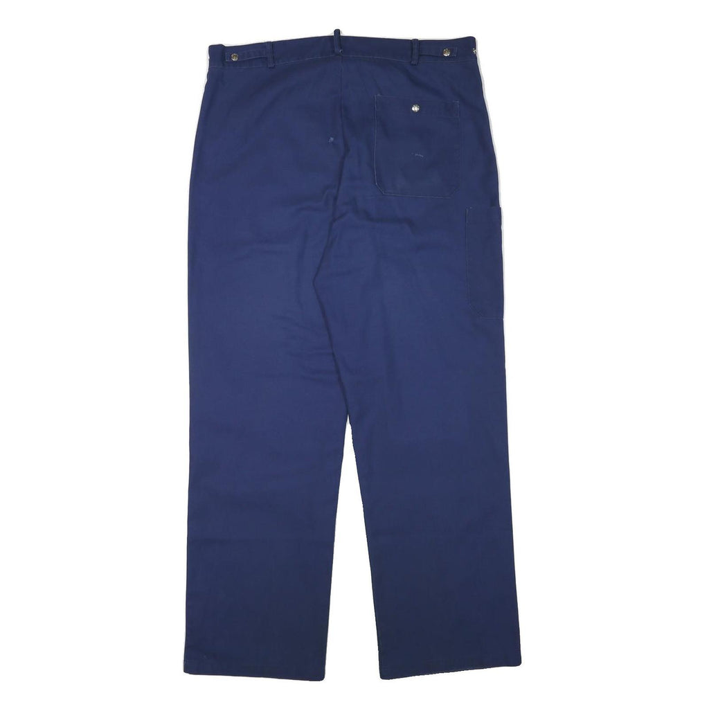 PENTEX Mens Cotton Blend Blue Regular Fit Trousers W38 L32 Button Closure