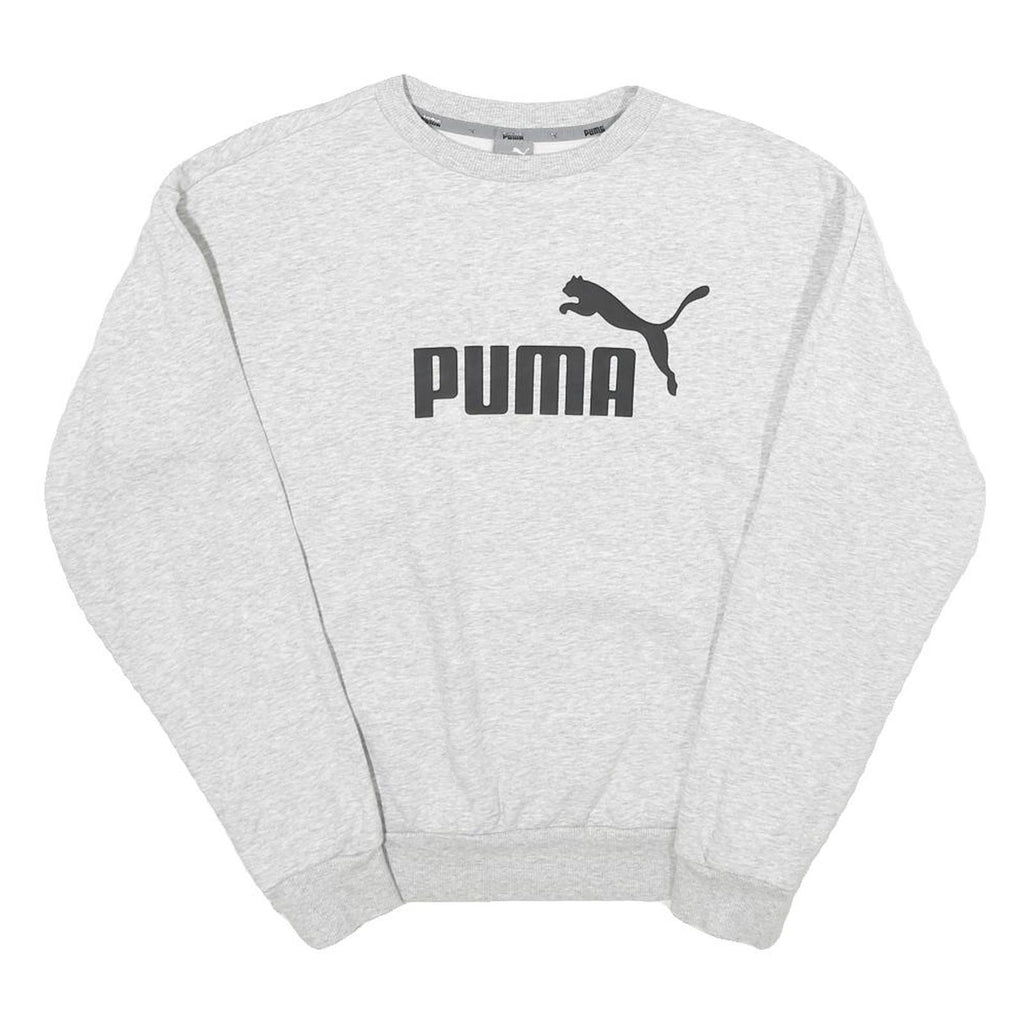 PUMA Mens Grey Cotton Blend Crew Neck Sweatshirt XS Classic Logo Casual