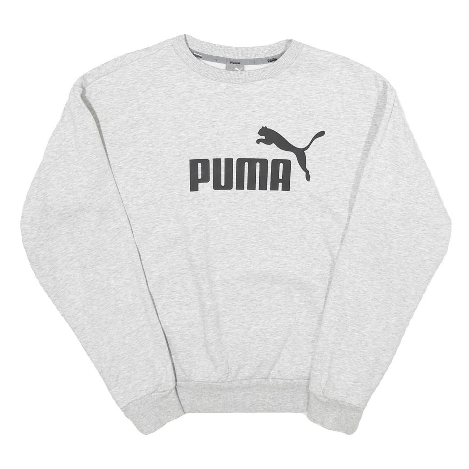 PUMA Mens Grey Cotton Blend Crew Neck Sweatshirt XS Classic Logo Casual