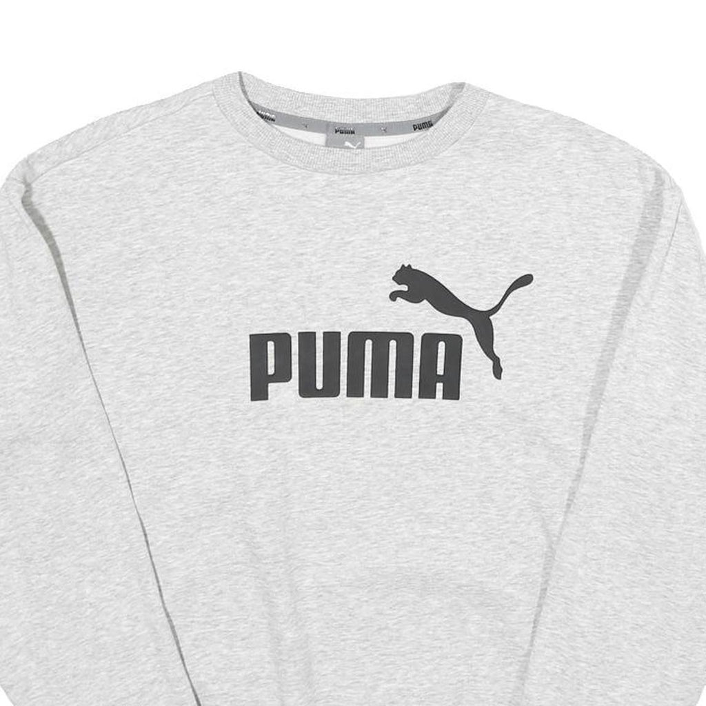 PUMA Mens Grey Cotton Blend Crew Neck Sweatshirt XS Classic Logo Casual