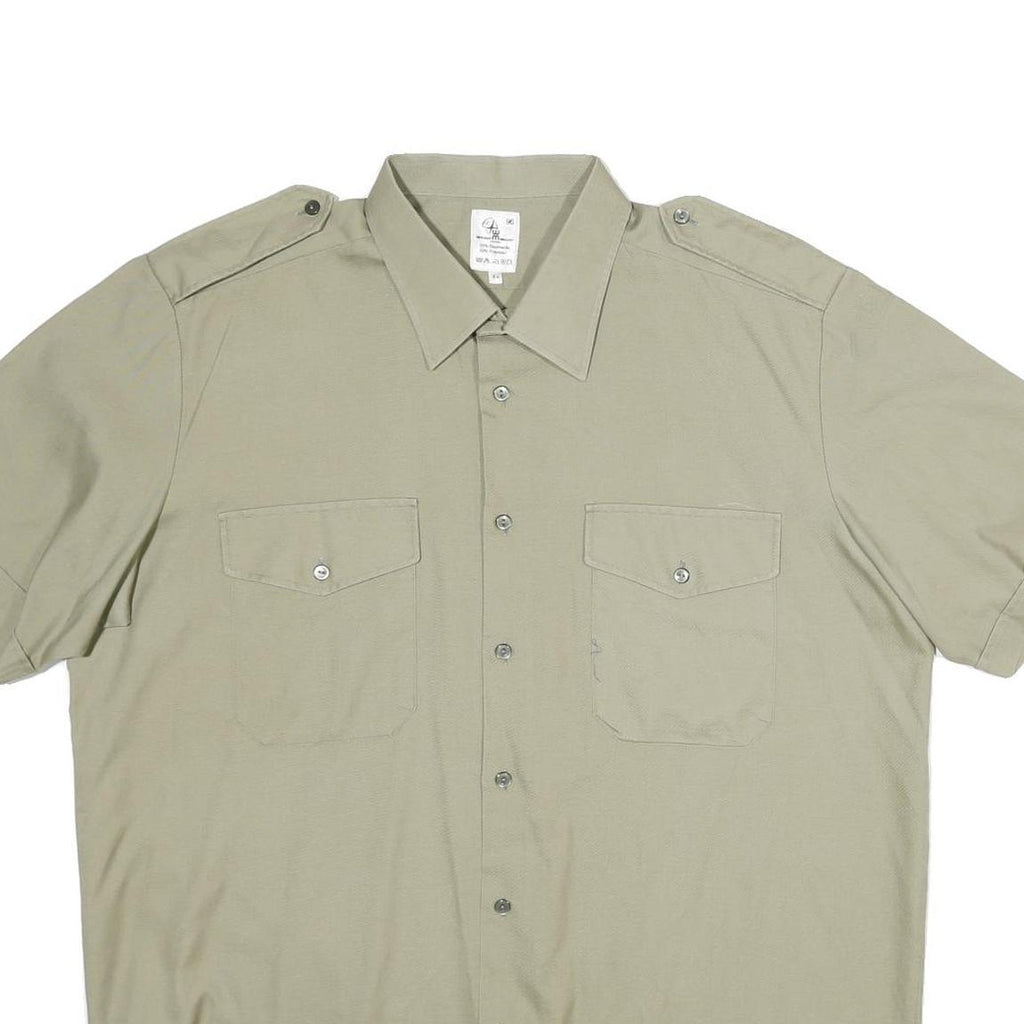 WEDER MEIER Mens Beige Short Sleeve Shirt XL Button-Up Casual Polyester Blend
