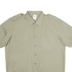WEDER MEIER Mens Beige Short Sleeve Shirt XL Button-Up Casual Polyester Blend