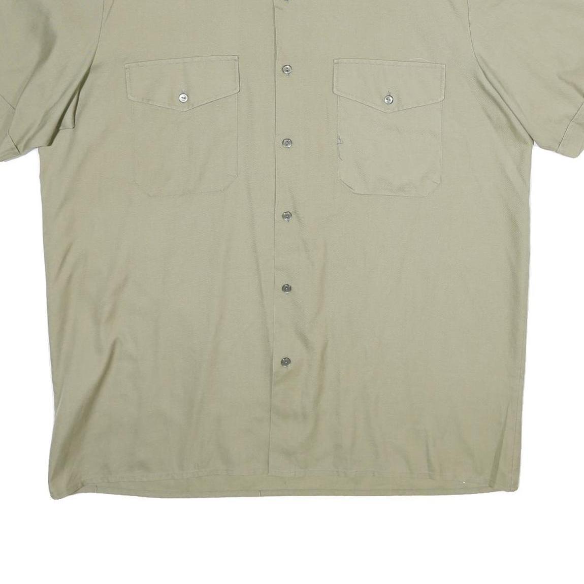 WEDER MEIER Mens Beige Short Sleeve Shirt XL Button-Up Casual Polyester Blend