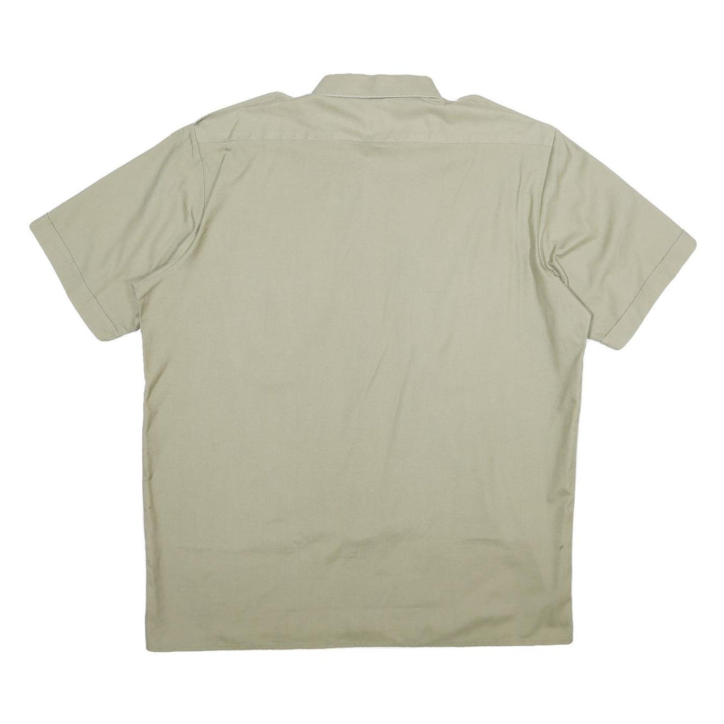 WEDER MEIER Mens Beige Short Sleeve Shirt XL Button-Up Casual Polyester Blend