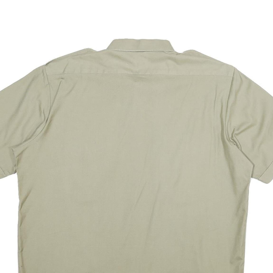 WEDER MEIER Mens Beige Short Sleeve Shirt XL Button-Up Casual Polyester Blend