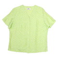 VALENTINE Womens Green Printed Button Short Sleeve V-Neck Top M Lightweight