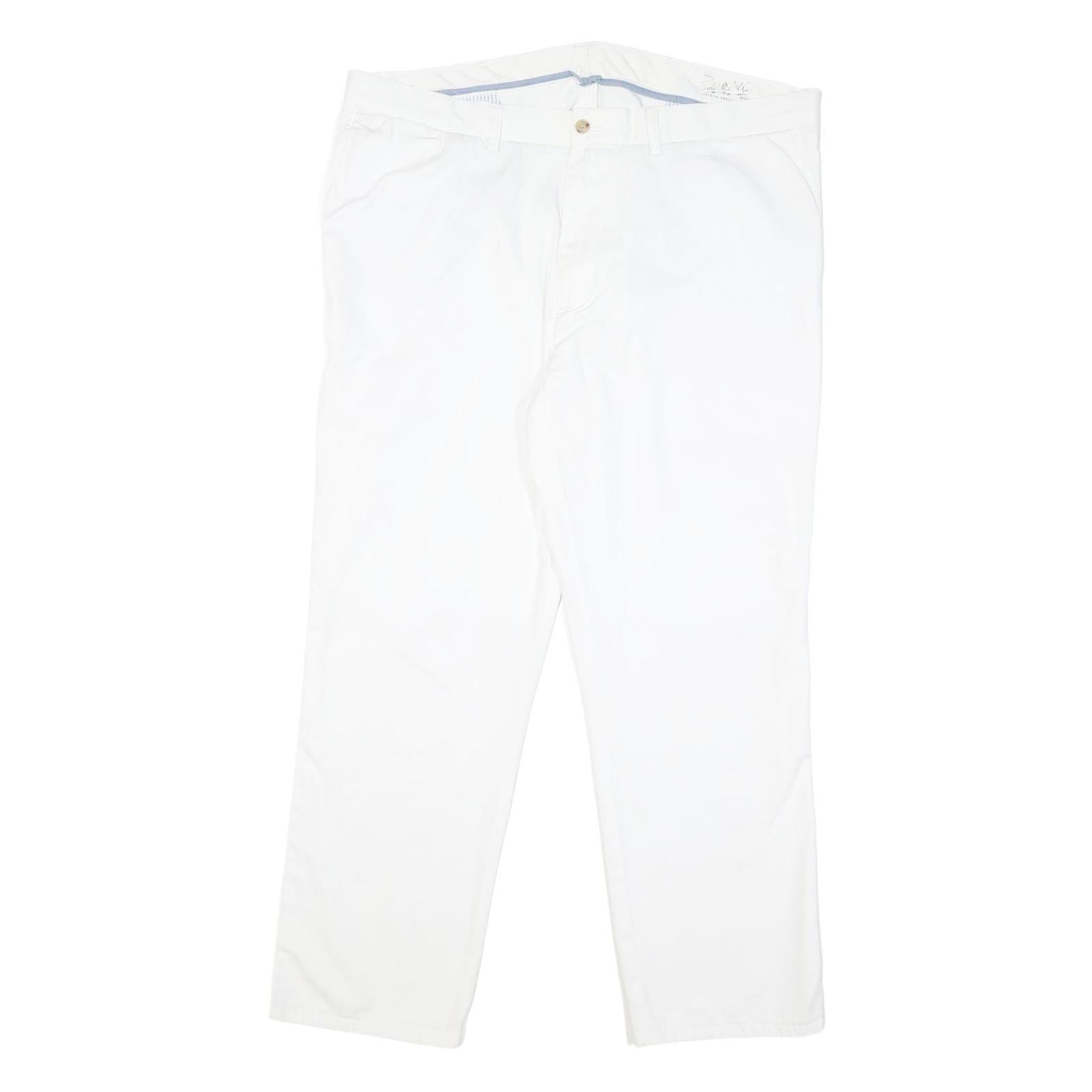 POLO RALPH LAUREN Mens White Regular Fit Straight Cotton Blend Trousers W38 L28