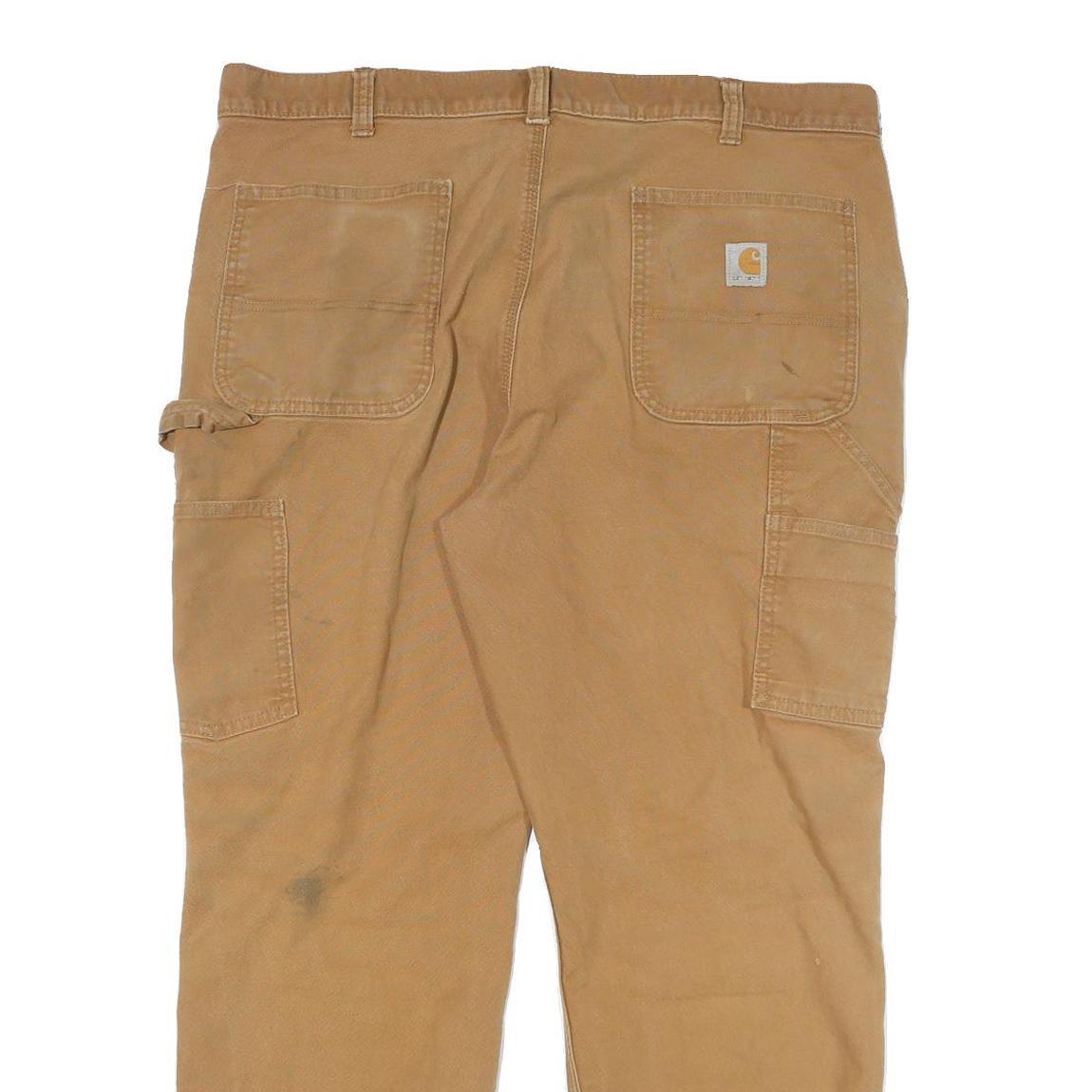 CARHARTT Mens Cotton Blend Beige Relaxed W40 L30 Workwear Trousers Zip Closure