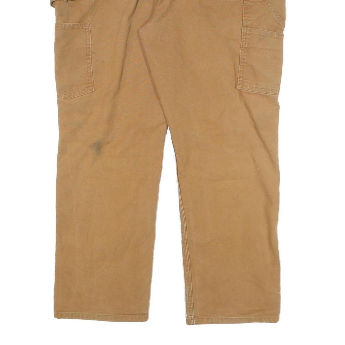 CARHARTT Mens Cotton Blend Beige Relaxed W40 L30 Workwear Trousers Zip Closure