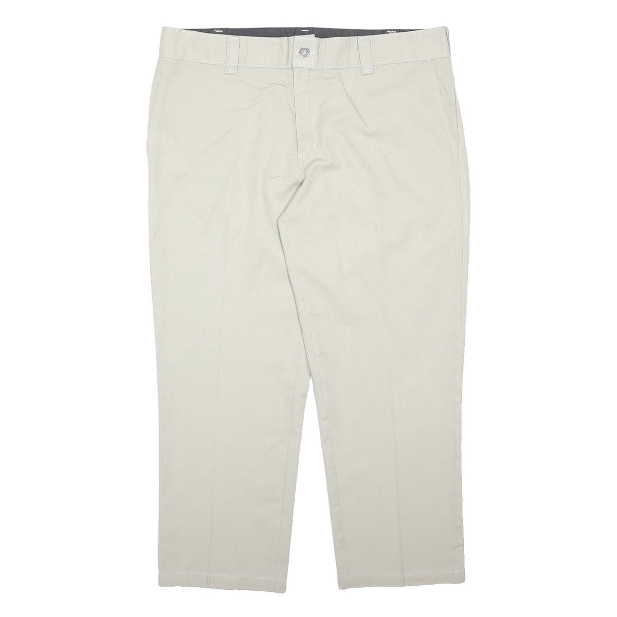 DICKIES Mens Classic Beige Trousers W38 L28 Polyester Blend Zip Closure