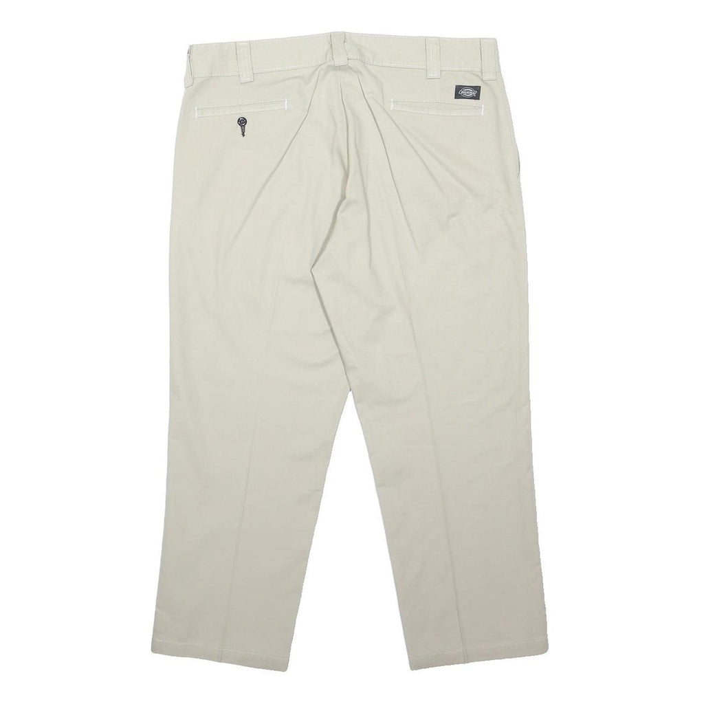 DICKIES Mens Classic Beige Trousers W38 L28 Polyester Blend Zip Closure