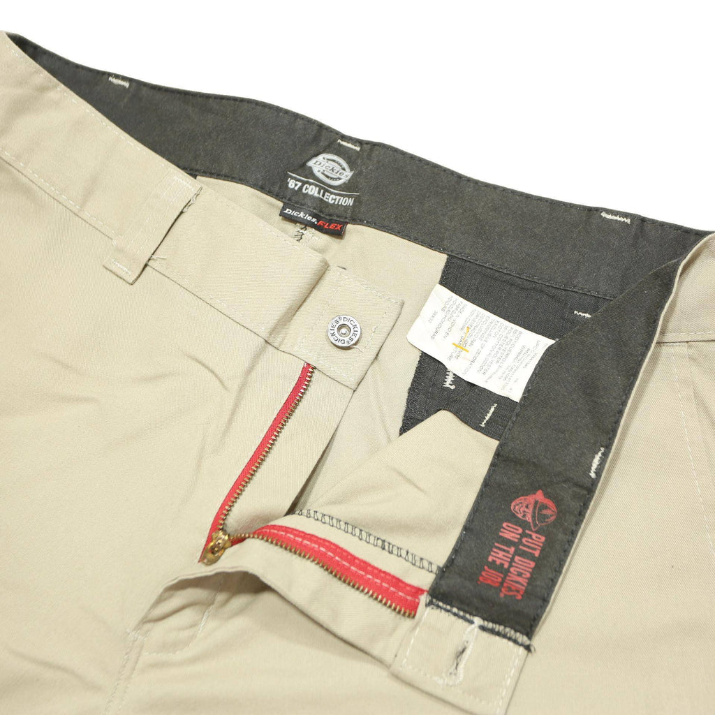 DICKIES Mens Classic Beige Trousers W38 L28 Polyester Blend Zip Closure