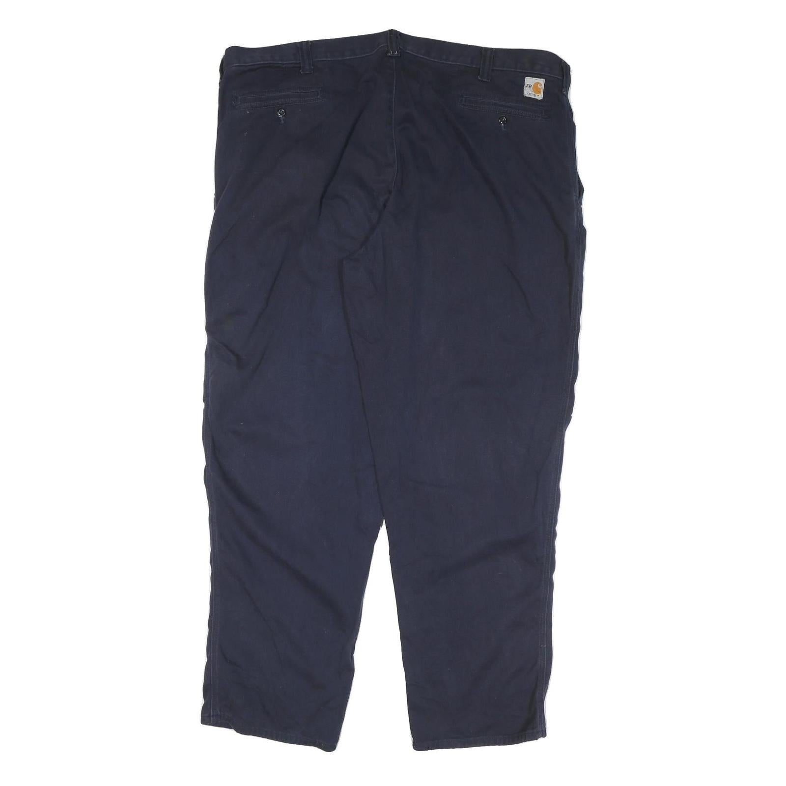 CARHARTT Mens Cotton Blend Navy Regular Fit Straight Leg Trousers W46 L33