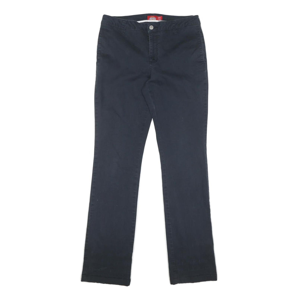 DICKIES Womens Regular Fit Navy Blue Cotton Blend Trousers W30 L32 Casual