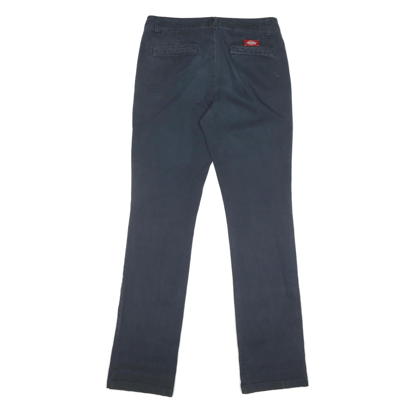 DICKIES Womens Regular Fit Navy Blue Cotton Blend Trousers W30 L32 Casual