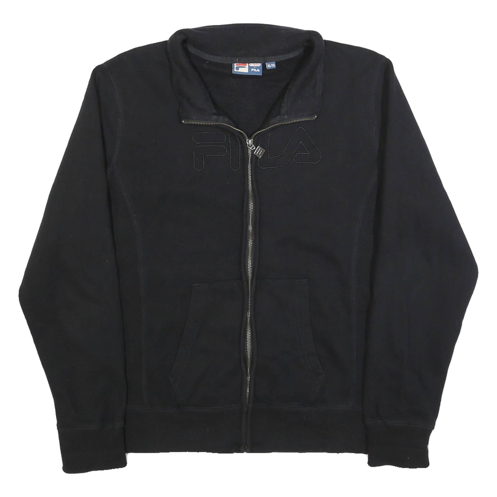 FILA Womens Black Zip Jacket XL Cotton Blend Plain Casual Sportswear