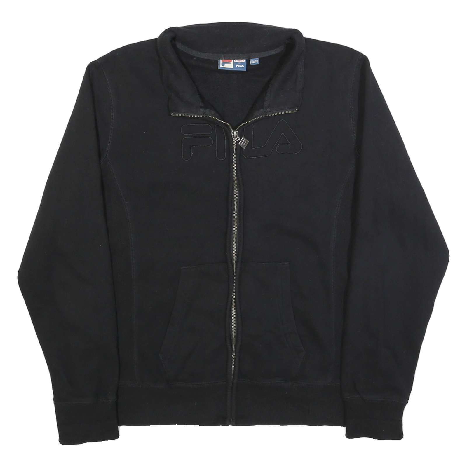 FILA Womens Black Zip Jacket XL Cotton Blend Plain Casual Sportswear