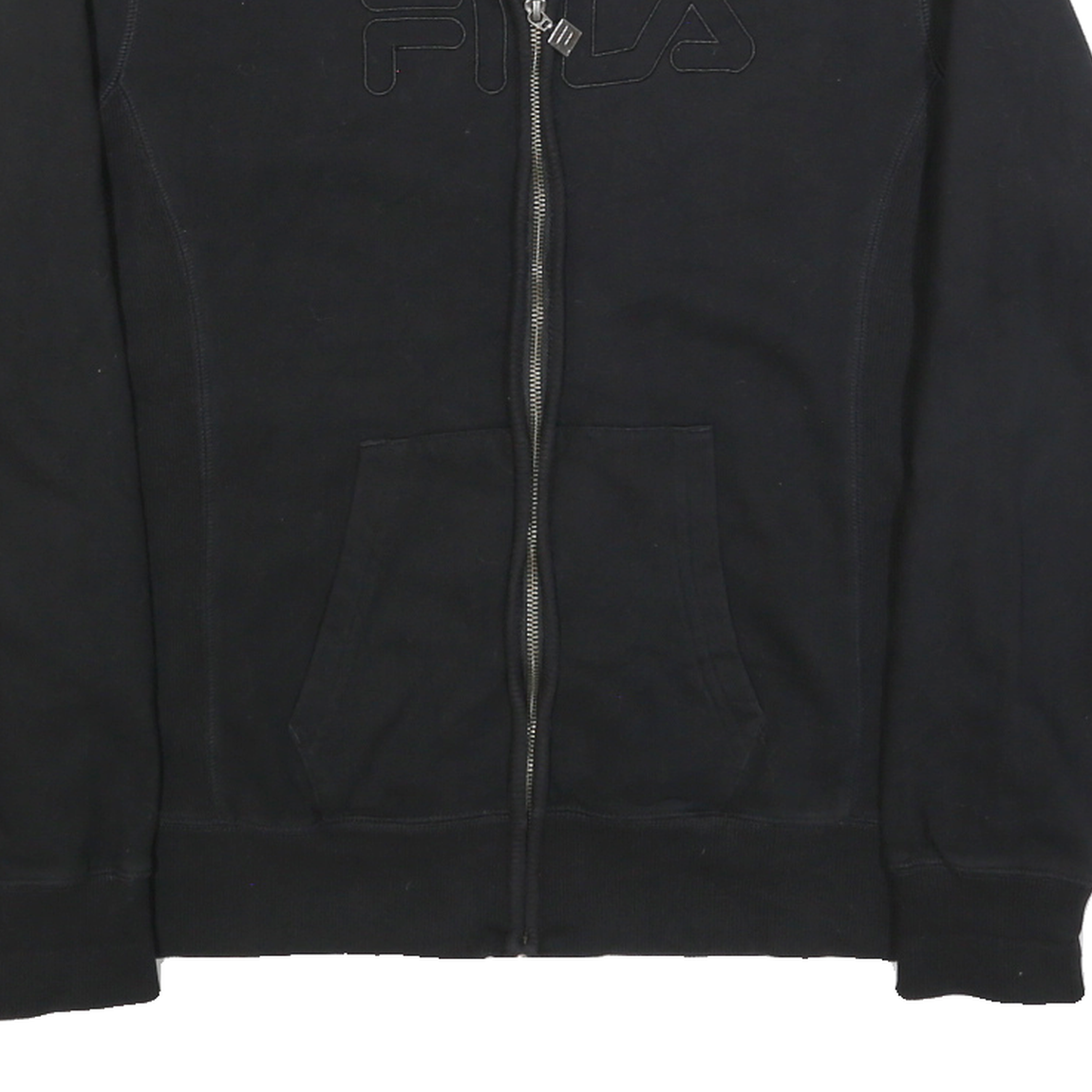 FILA Womens Black Zip Jacket XL Cotton Blend Plain Casual Sportswear