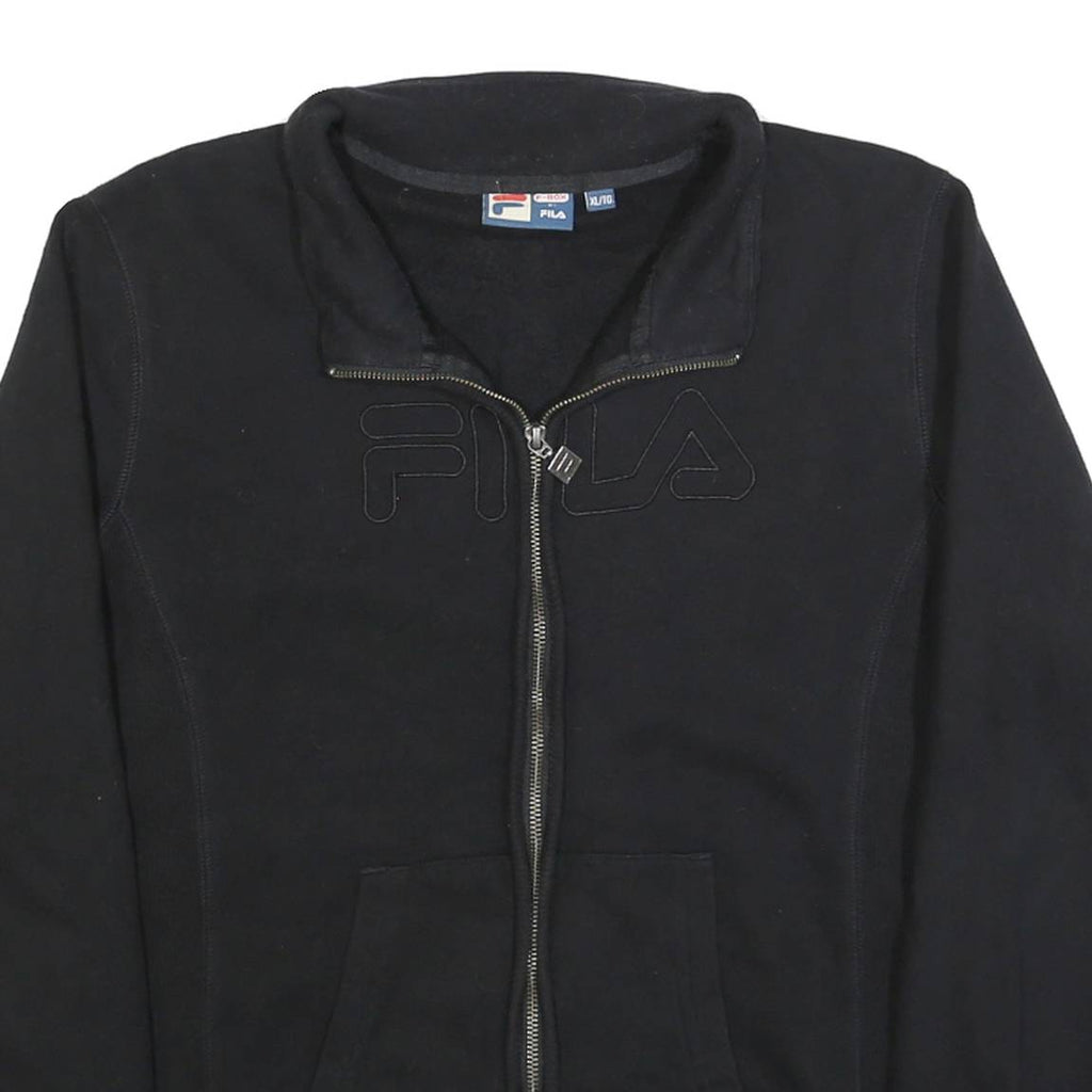 FILA Womens Black Zip Jacket XL Cotton Blend Plain Casual Sportswear