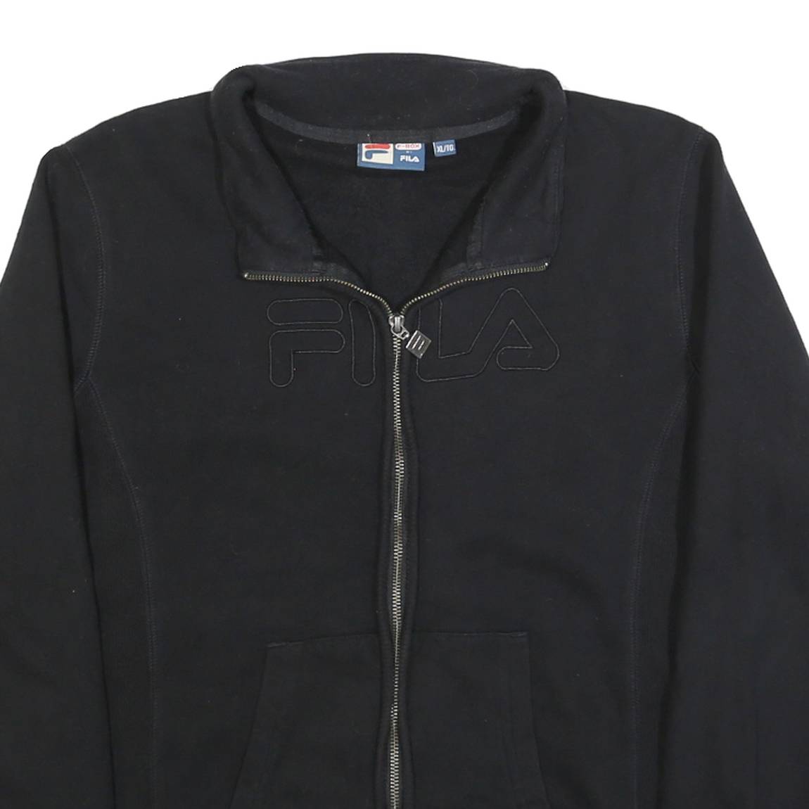 FILA Womens Black Zip Jacket XL Cotton Blend Plain Casual Sportswear