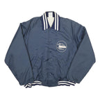 USA Mens Blue White Stripe Lumber Company Button Jacket L Nylon Casual Retro