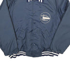 USA Mens Blue White Stripe Lumber Company Button Jacket L Nylon Casual Retro