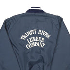 USA Mens Blue White Stripe Lumber Company Button Jacket L Nylon Casual Retro