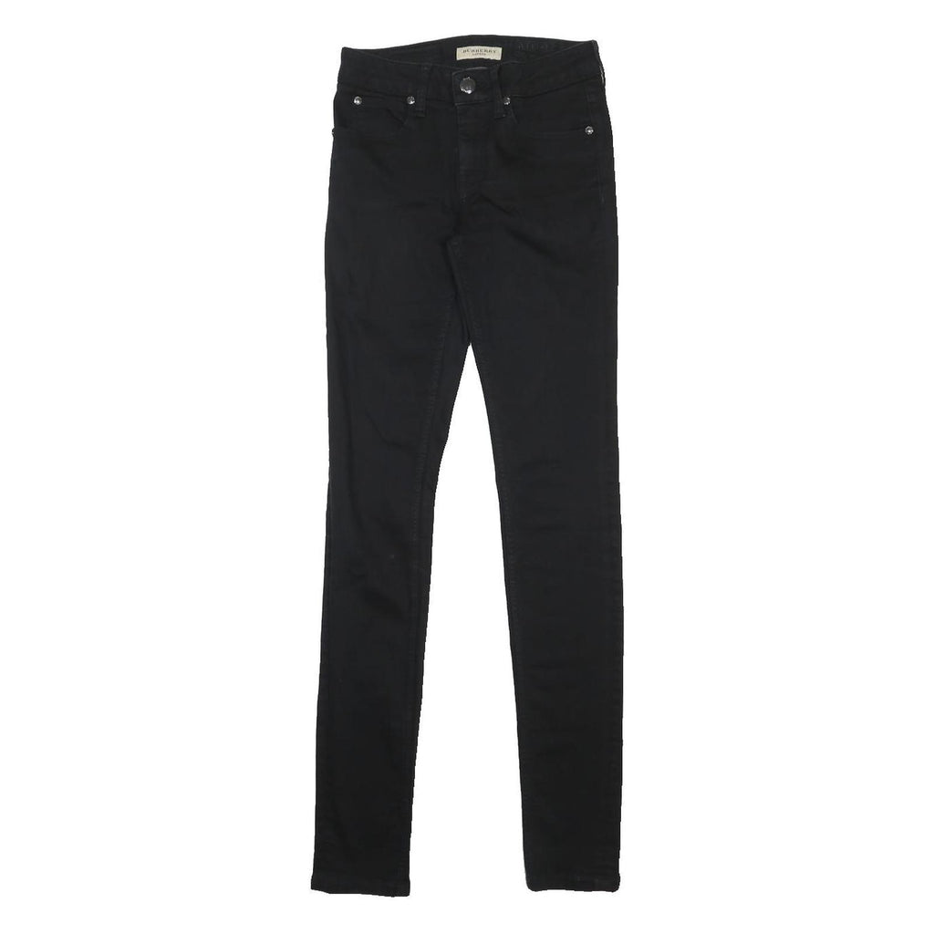 BURBERRY Womens Jeans Black Slim Skinny Denim W26 L32 Stylish Zip Closure