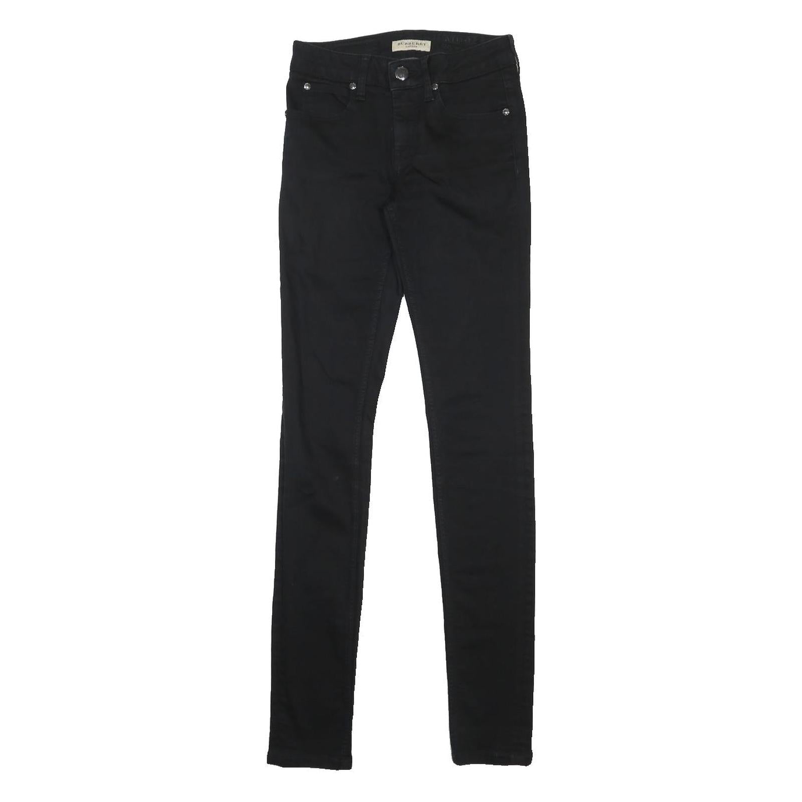 BURBERRY Womens Jeans Black Slim Skinny Denim W26 L32 Stylish Zip Closure