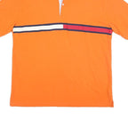 TOMMY HILFIGER Mens Orange Red & White Stripe Short Sleeve Polo Shirt XL Cotton