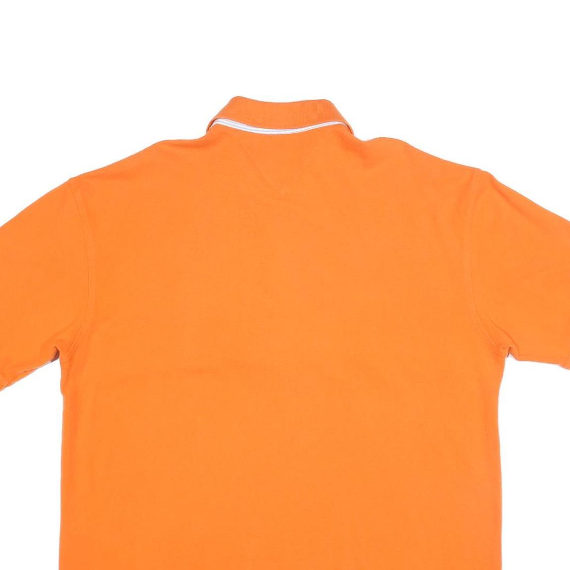 TOMMY HILFIGER Mens Orange Red & White Stripe Short Sleeve Polo Shirt XL Cotton