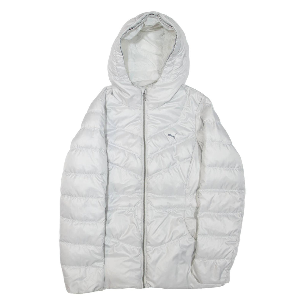 PUMA Womens Puffer Jacket Grey Hooded UK 12