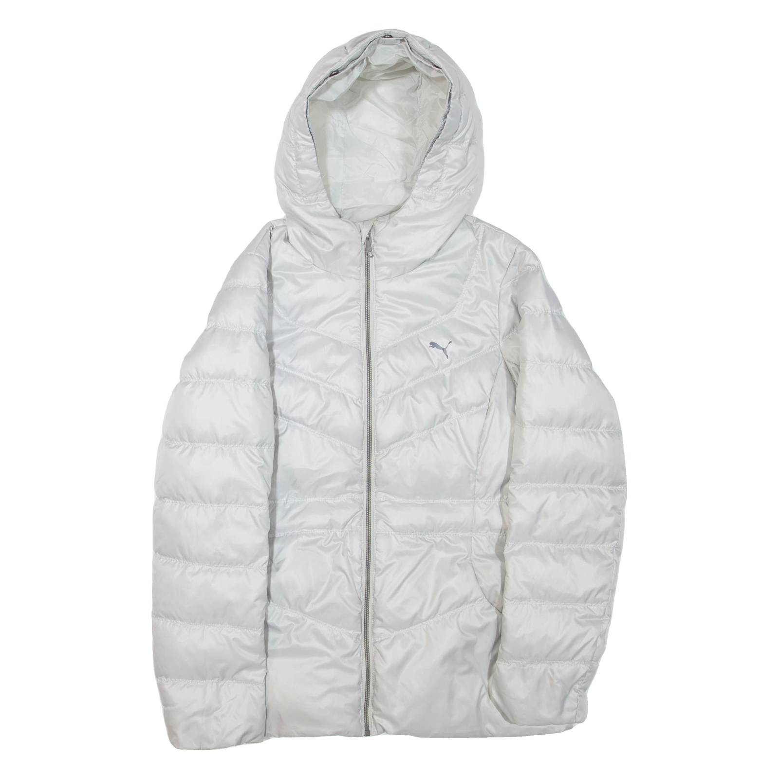 PUMA Womens Puffer Jacket Grey Hooded UK 12
