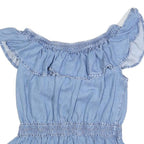 ALL SAINTS Womens Blue Cotton Blend Bardot Top L Ruffle Sleeve Casual