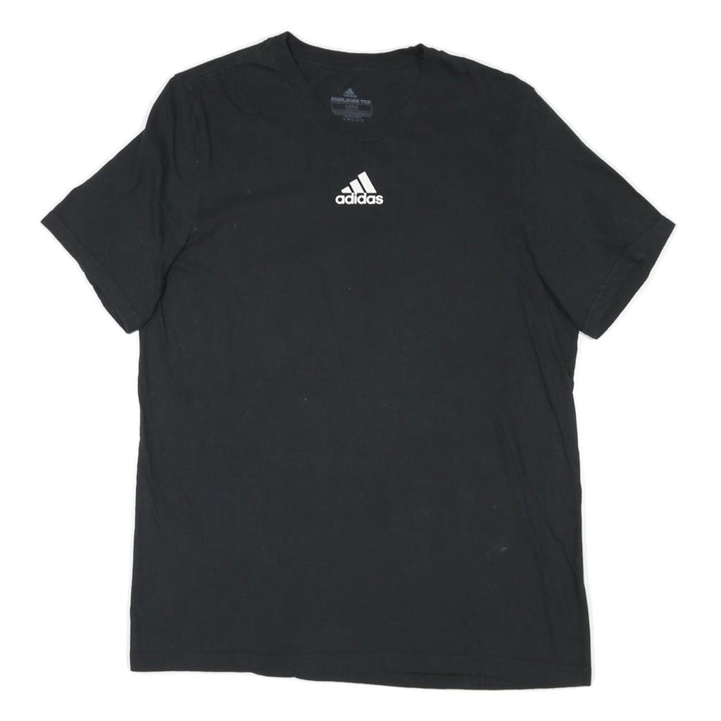 ADIDAS Mens Black T-Shirt M Short Sleeve Crew Neck Logo Graphic Plain