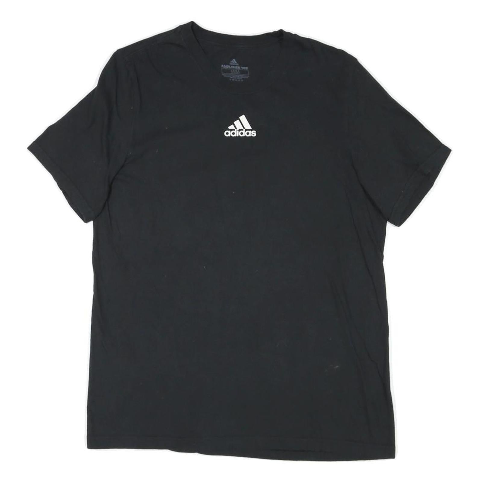 ADIDAS Mens Black T-Shirt M Short Sleeve Crew Neck Logo Graphic Plain