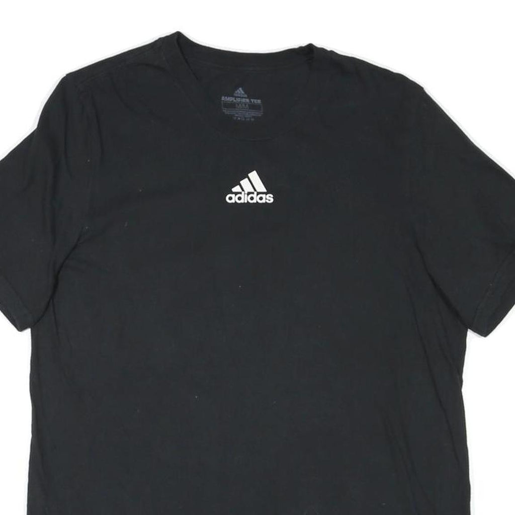 ADIDAS Mens Black T-Shirt M Short Sleeve Crew Neck Logo Graphic Plain