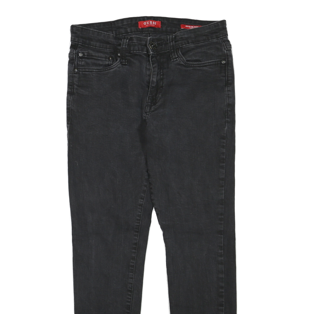 GUESS Womens Black Regular Skinny Denim Dark Zip W28 L28 Stylish Comfortable