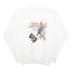 EXPRESS WEAR Mens White Freestyle Graphic Crew Neck M Cotton Blend Sweatshirt