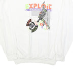 EXPRESS WEAR Mens White Freestyle Graphic Crew Neck M Cotton Blend Sweatshirt