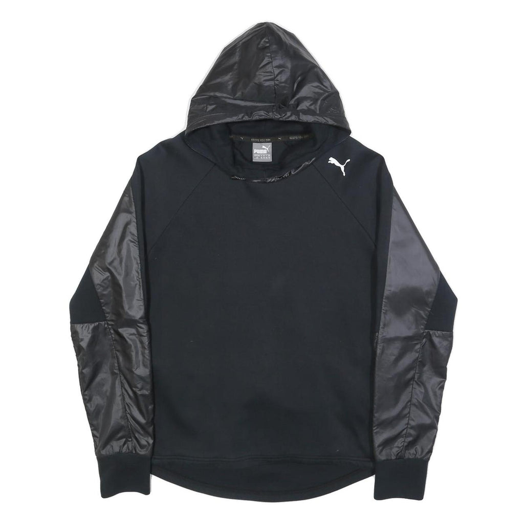 PUMA Womens Black Hoodie UK 14 Cotton Blend Pullover Sportswear Sweatshirt